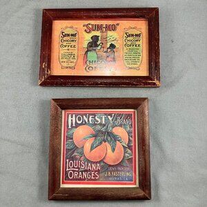 Vtg Sun-mo Coffee & Honesty Louisiana Oranges Framed Print Kitchen~Coffee Shop
